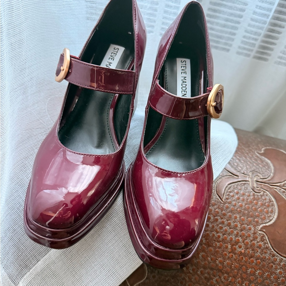 Steve Madden Glossy Burgundy Heels